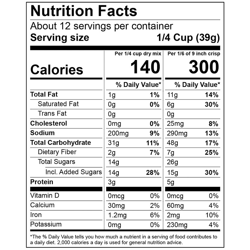 Fowler's Mill Blackberry Crisp Nutrition Facts